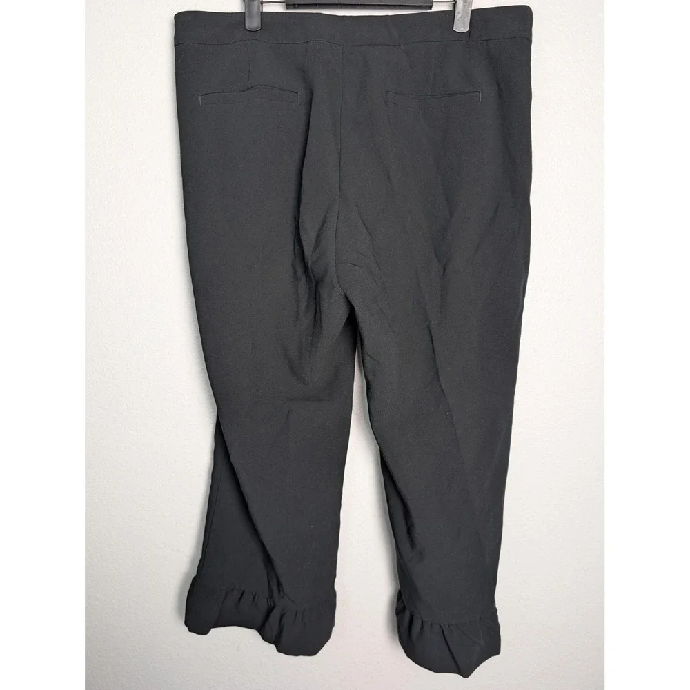 Banana‎ Republic Pants Womens 14 Black Crepe Tapered Dress Ruffle Stretch Zip